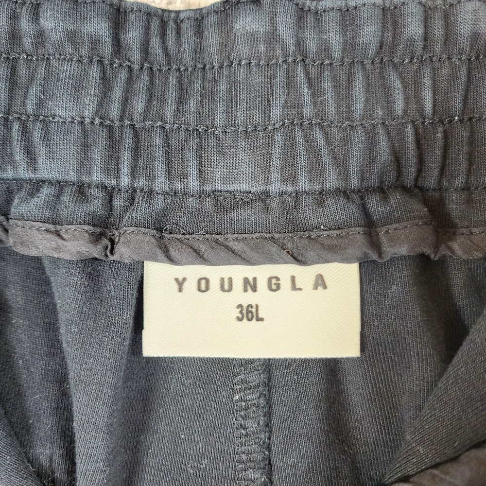 Young LA 620 Cafe Trousers Mens 36L Heavy Black Sweat Pants Tapered 33x27 *Flaw - Picture 12 of 13